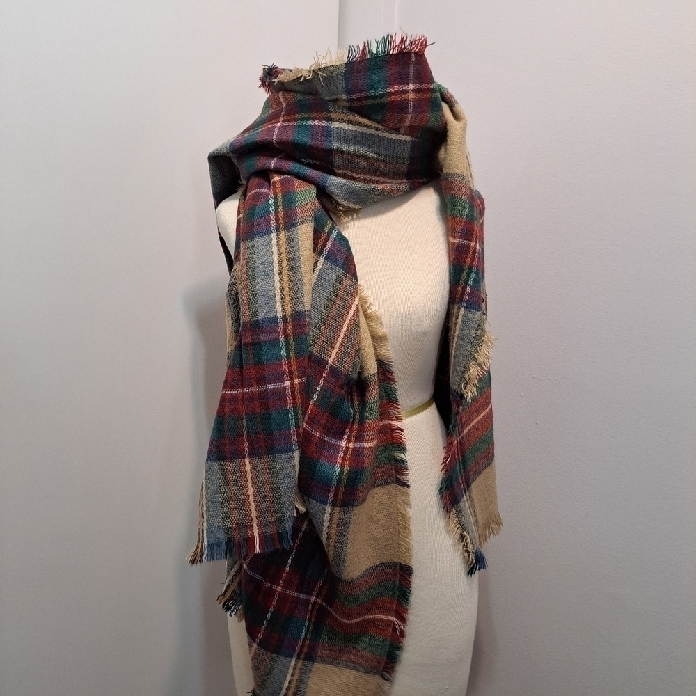 Plaid Blanket Scarf Women Big Oversized Long Scarf
